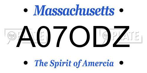 A07ODZ Massachusetts License Plate