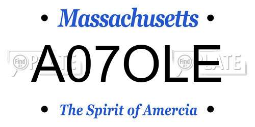 A07OLE Massachusetts License Plate