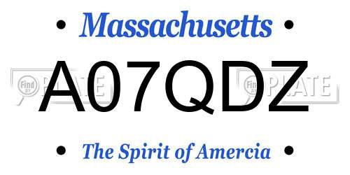 A07QDZ Massachusetts License Plate