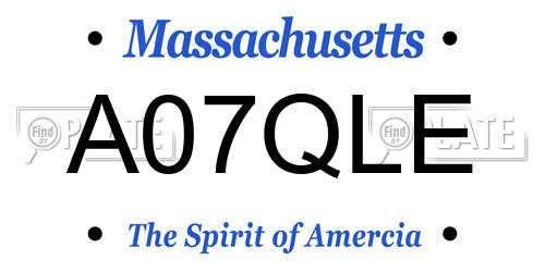 A07QLE Massachusetts License Plate