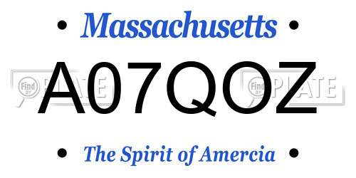 A07QOZ Massachusetts License Plate