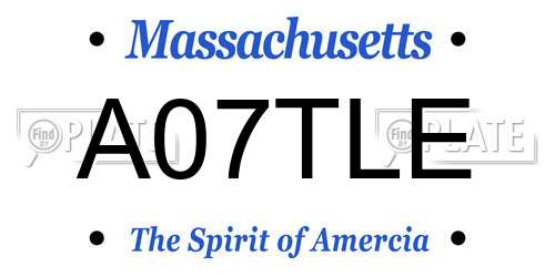 A07TLE Massachusetts License Plate