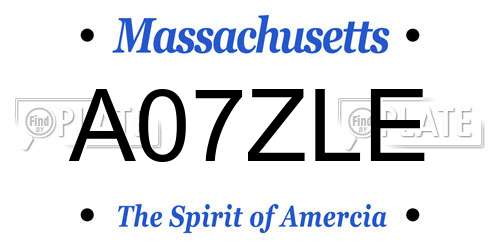 A07ZLE Massachusetts License Plate
