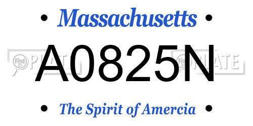 A0825N Massachusetts License Plate