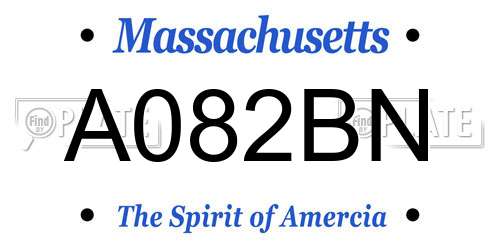 A082BN Massachusetts License Plate