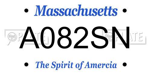A082SN Massachusetts License Plate