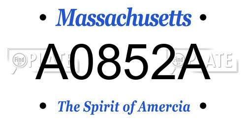 A0852A Massachusetts License Plate