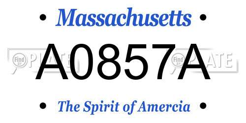 A0857A Massachusetts License Plate