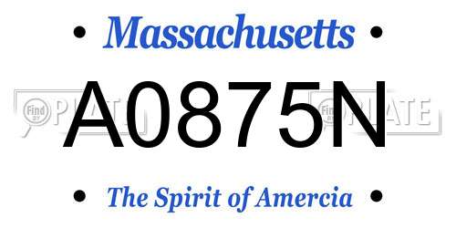A0875N Massachusetts License Plate