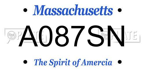 A087SN Massachusetts License Plate