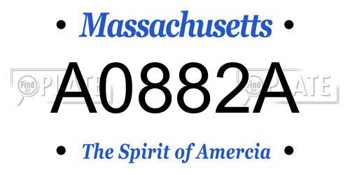 A0882A Massachusetts License Plate