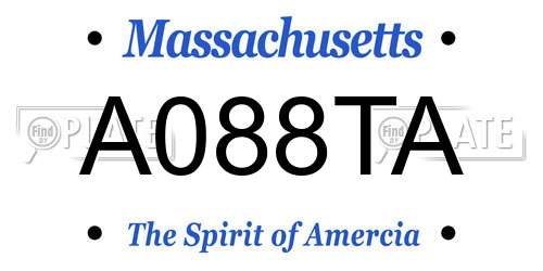A088TA Massachusetts License Plate