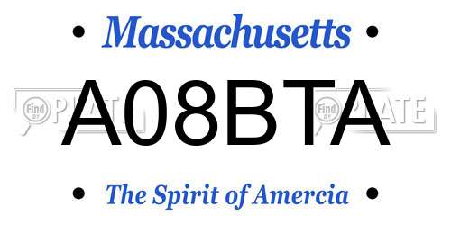 A08BTA Massachusetts License Plate