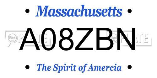A08ZBN Massachusetts License Plate