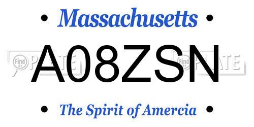 A08ZSN Massachusetts License Plate