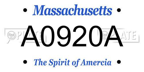 A0920A Massachusetts License Plate