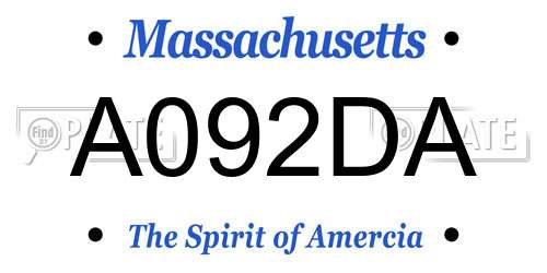 A092DA Massachusetts License Plate