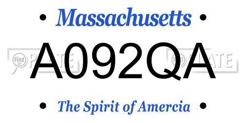 A092QA Massachusetts License Plate