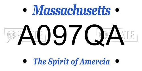A097QA Massachusetts License Plate