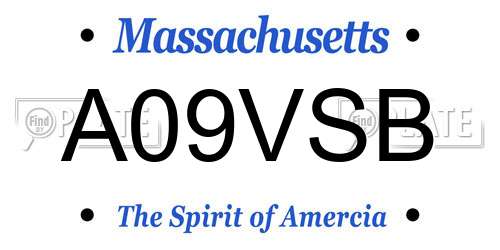 A09VSB Massachusetts License Plate