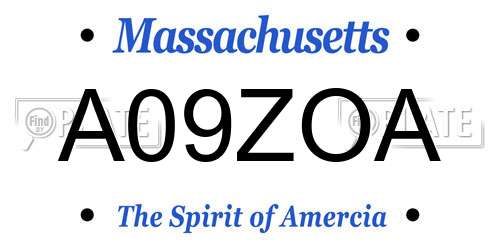 A09ZOA Massachusetts License Plate