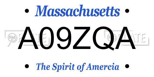 A09ZQA Massachusetts License Plate