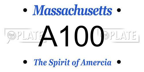 A100 Massachusetts License Plate