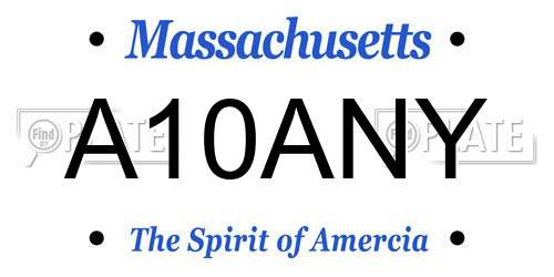 A10ANY Massachusetts License Plate