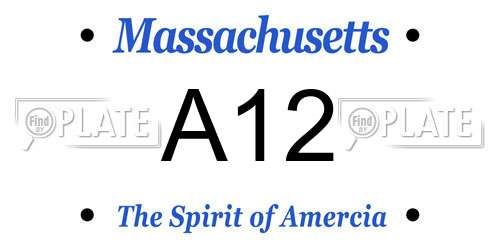 A12 Massachusetts License Plate