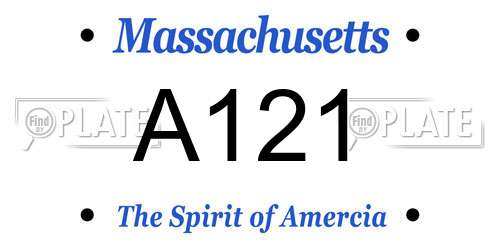 A121 Massachusetts License Plate
