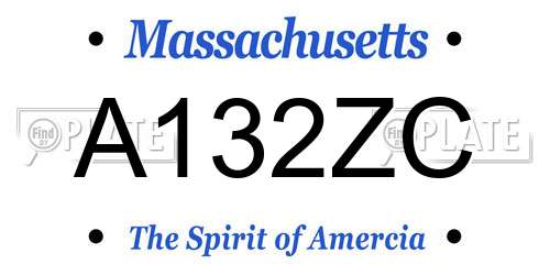 A132ZC Massachusetts License Plate