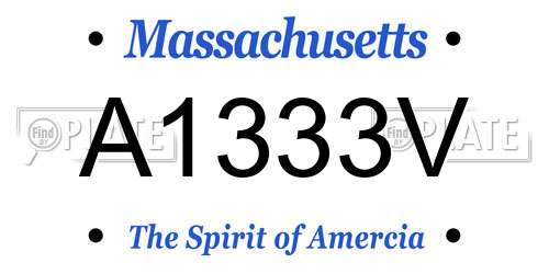 A1333V Massachusetts License Plate