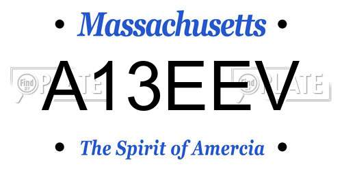 A13EEV Massachusetts License Plate