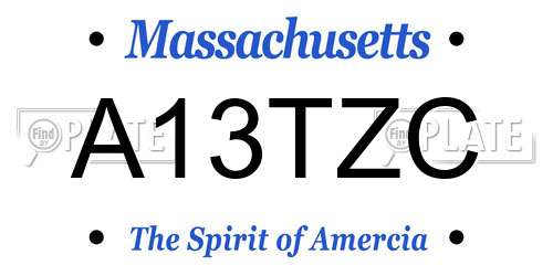 A13TZC Massachusetts License Plate