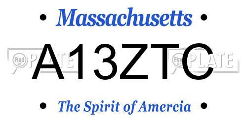 A13ZTC Massachusetts License Plate
