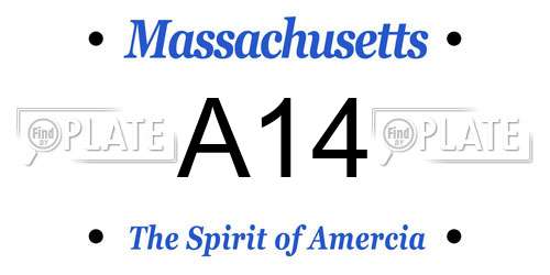 A14 Massachusetts License Plate