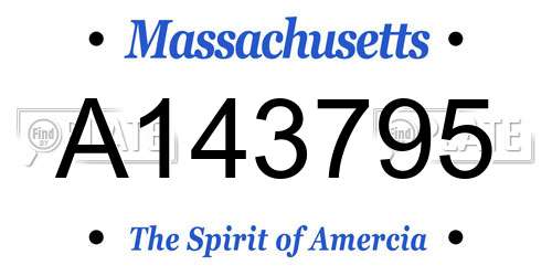 A143795 Massachusetts License Plate