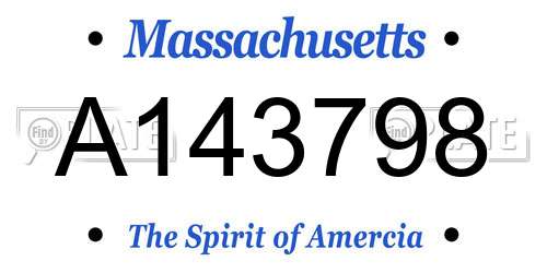 A143798 Massachusetts License Plate