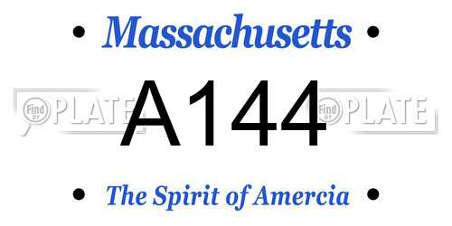 A144 Massachusetts License Plate
