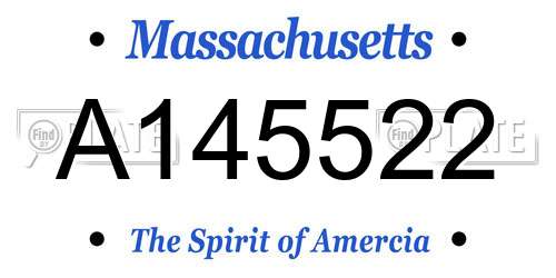 A145522 Massachusetts License Plate