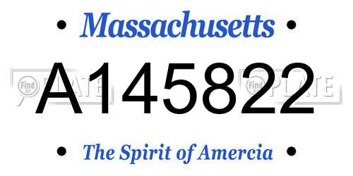 A145822 Massachusetts License Plate