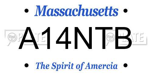 A14NTB Massachusetts License Plate