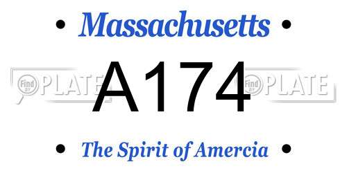 A174 Massachusetts License Plate