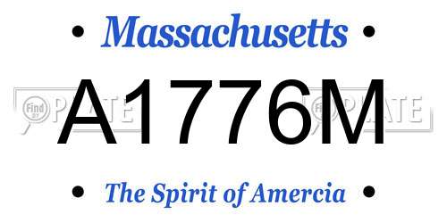 A1776M Massachusetts License Plate