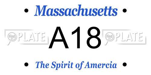 A18 Massachusetts License Plate