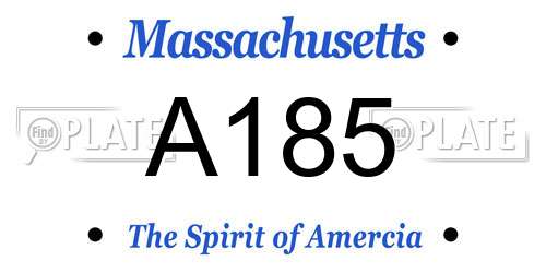 A185 Massachusetts License Plate