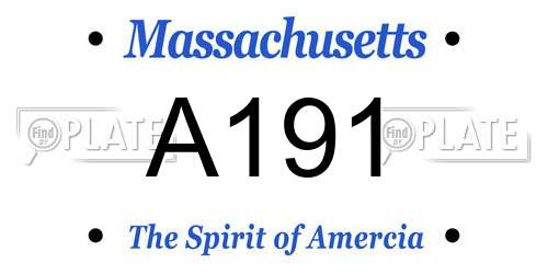 A191 Massachusetts License Plate