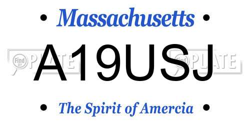 A19USJ Massachusetts License Plate