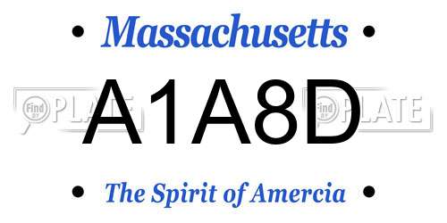 A1A8D Massachusetts License Plate