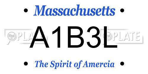 A1B3L Massachusetts License Plate